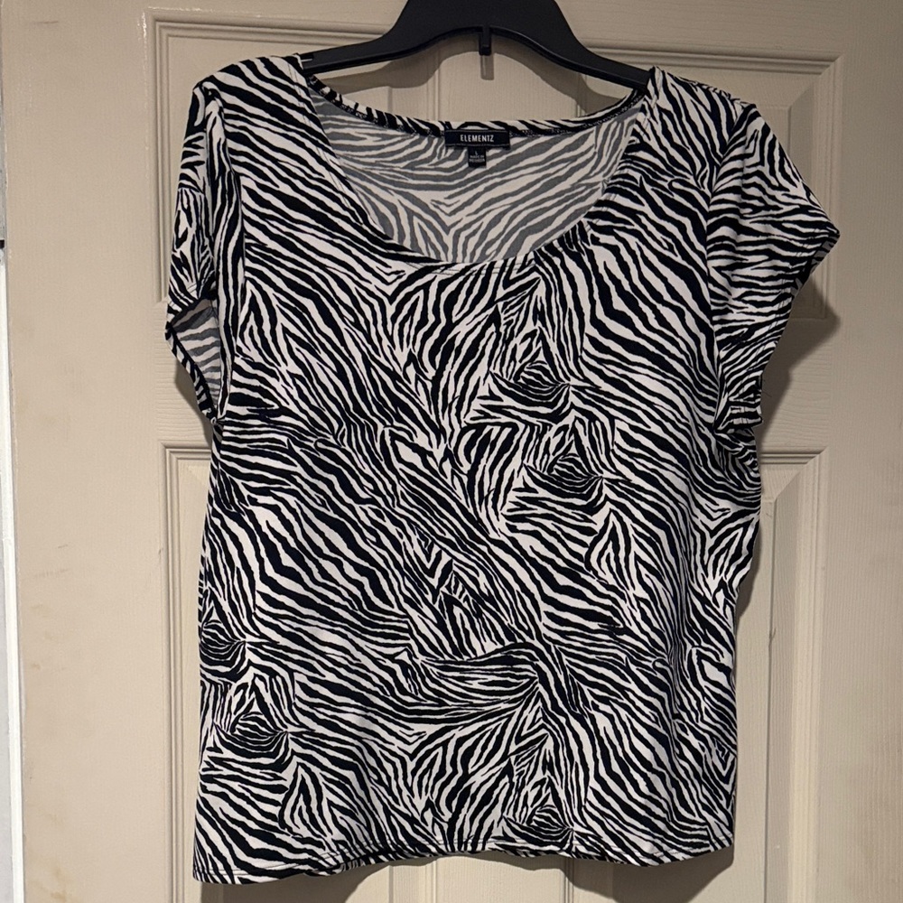 Elementz Zebra Pattern Short Sleeve Top